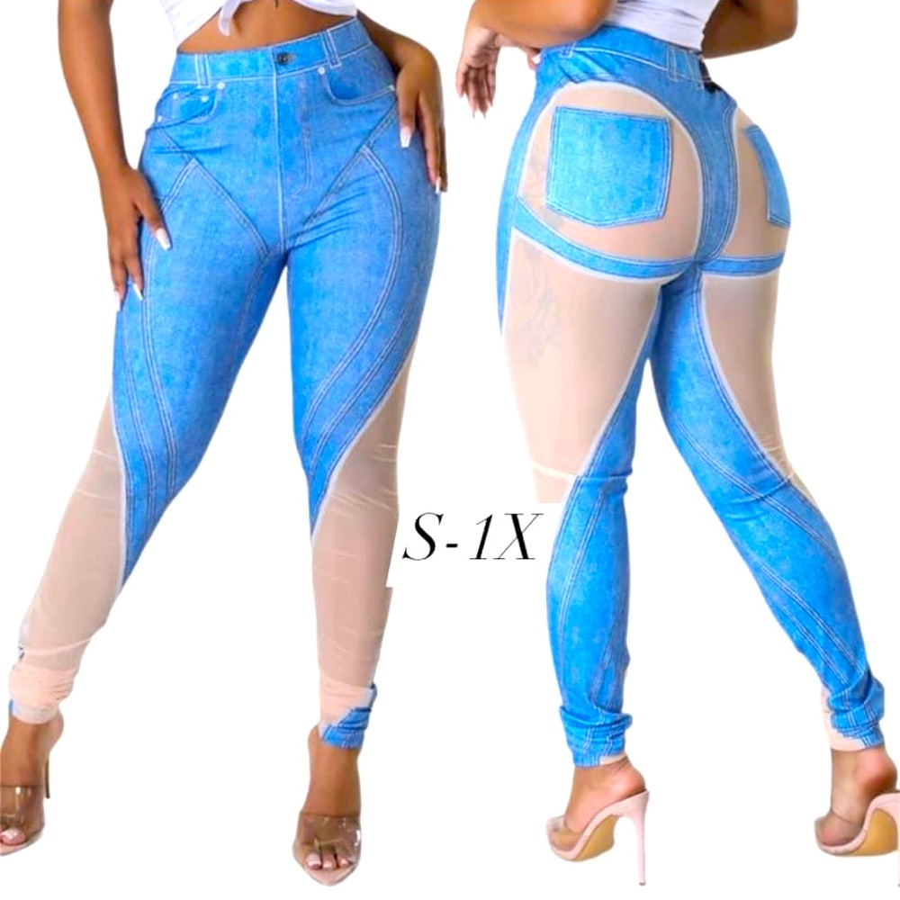 Mesh blocked Legging pants
